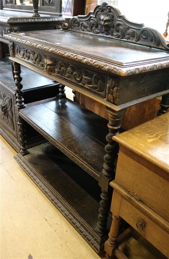 Late Victorian carved oak open bookcase